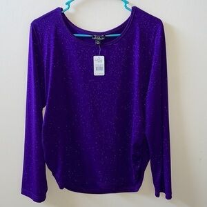 lisa international purple sparkly top size large petite